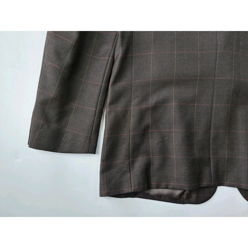 Torriani Mens Wool Sports Coat 43R Brown Check 2 Button Blazer Italy D805